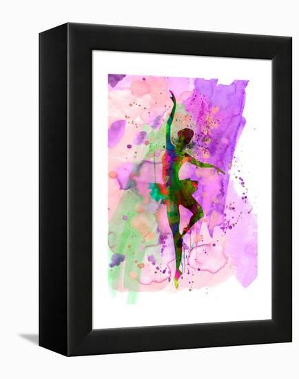 Ballerina Dancing Watercolor 1-Irina March-Framed Stretched Canvas