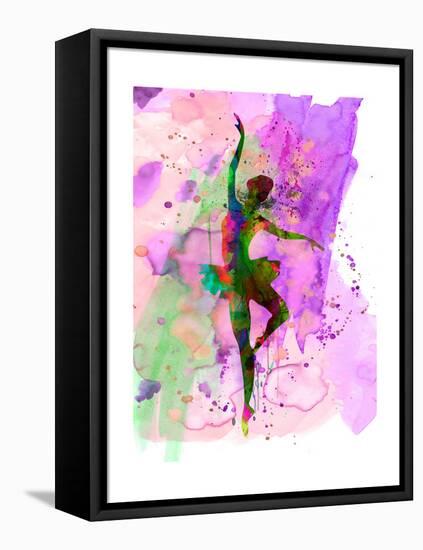 Ballerina Dancing Watercolor 1-Irina March-Framed Stretched Canvas