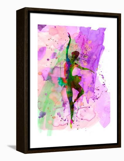 Ballerina Dancing Watercolor 1-Irina March-Framed Stretched Canvas