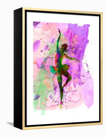 Ballerina Dancing Watercolor 1-Irina March-Framed Stretched Canvas