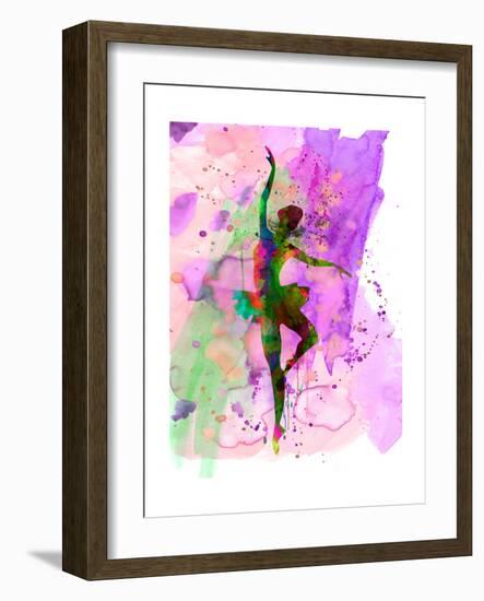 Ballerina Dancing Watercolor 1-Irina March-Framed Premium Giclee Print