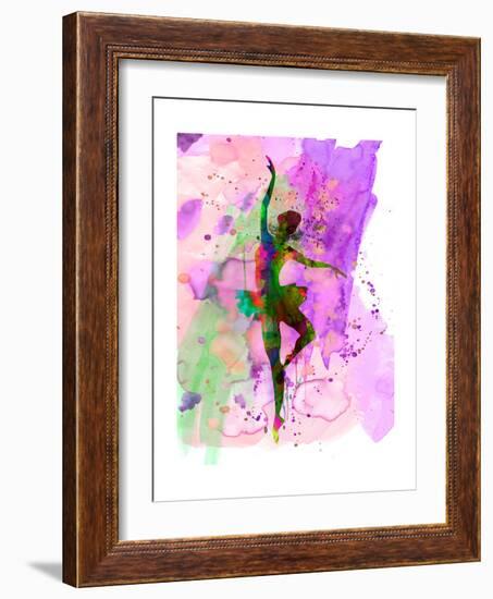 Ballerina Dancing Watercolor 1-Irina March-Framed Premium Giclee Print
