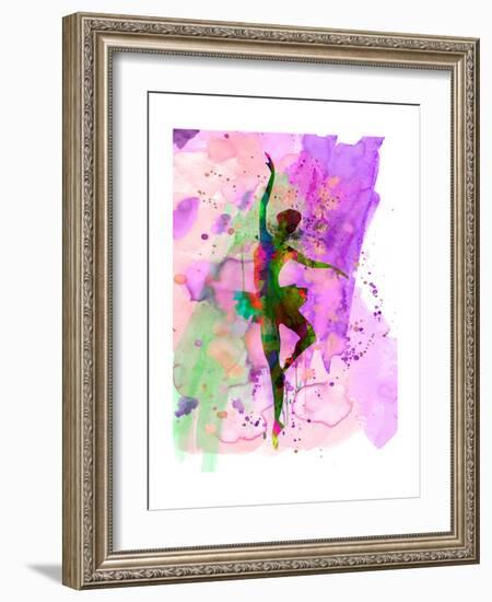 Ballerina Dancing Watercolor 1-Irina March-Framed Art Print