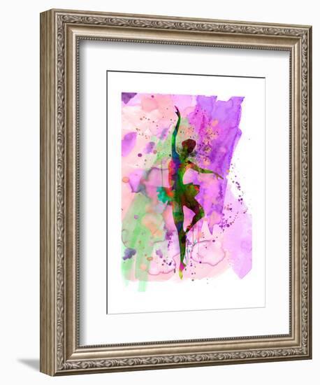 Ballerina Dancing Watercolor 1-Irina March-Framed Art Print