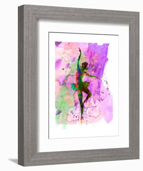 Ballerina Dancing Watercolor 1-Irina March-Framed Art Print