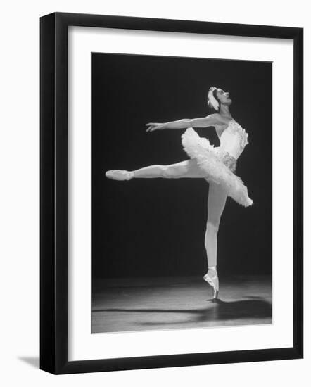 Ballerina Margot Fonteyn in White Tutu Dancing Alone on Stage-Gjon Mili-Framed Premium Photographic Print