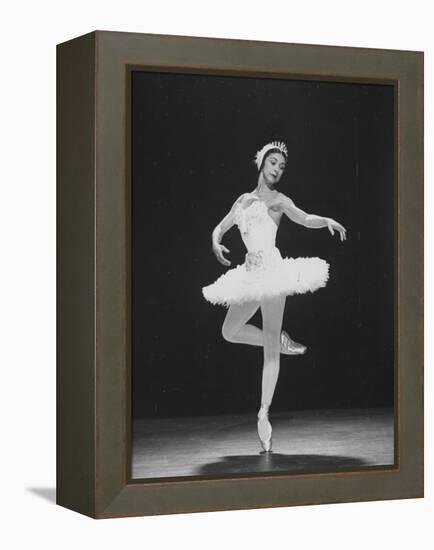 Ballerina Margot Fonteyn, of the Sadler Wells Company, Dancing Alone on Stage-Gjon Mili-Framed Premier Image Canvas