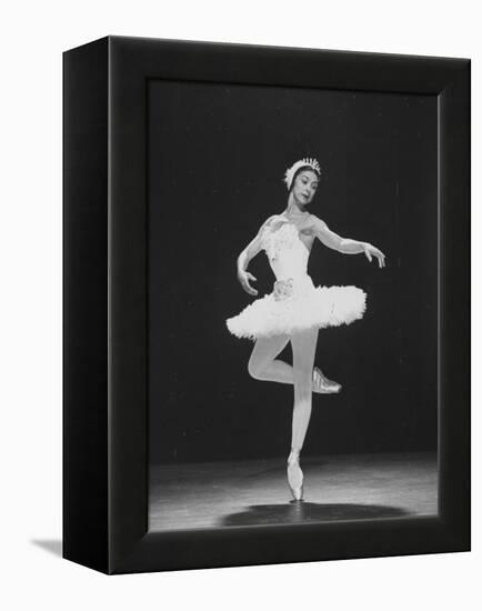 Ballerina Margot Fonteyn, of the Sadler Wells Company, Dancing Alone on Stage-Gjon Mili-Framed Premier Image Canvas