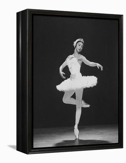 Ballerina Margot Fonteyn, of the Sadler Wells Company, Dancing Alone on Stage-Gjon Mili-Framed Premier Image Canvas