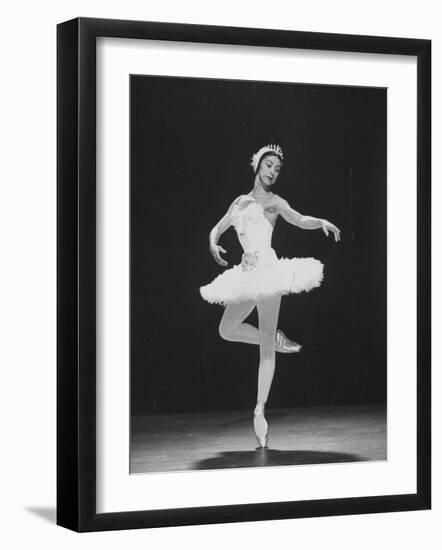 Ballerina Margot Fonteyn, of the Sadler Wells Company, Dancing Alone on Stage-Gjon Mili-Framed Premium Photographic Print