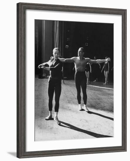 Ballerina Maria Tallchief and Andre Eglevsky Rehearsing "Swan Lake"-Ed Clark-Framed Premium Photographic Print