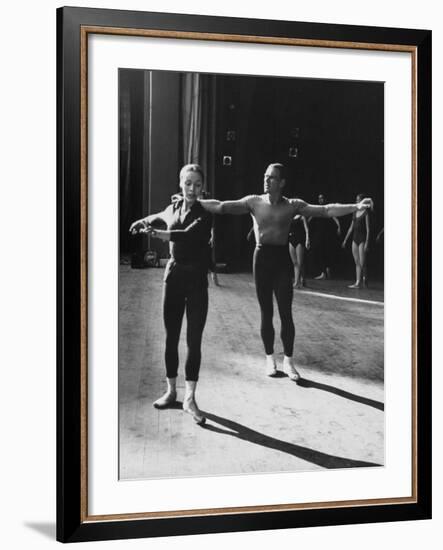 Ballerina Maria Tallchief and Andre Eglevsky Rehearsing "Swan Lake"-Ed Clark-Framed Premium Photographic Print