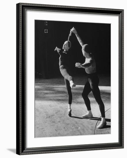 Ballerina Maria Tallchief Rehearsing "Swan Lake" with Andre Eglevsky-Ed Clark-Framed Premium Photographic Print