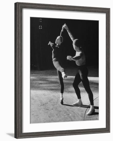 Ballerina Maria Tallchief Rehearsing "Swan Lake" with Andre Eglevsky-Ed Clark-Framed Premium Photographic Print