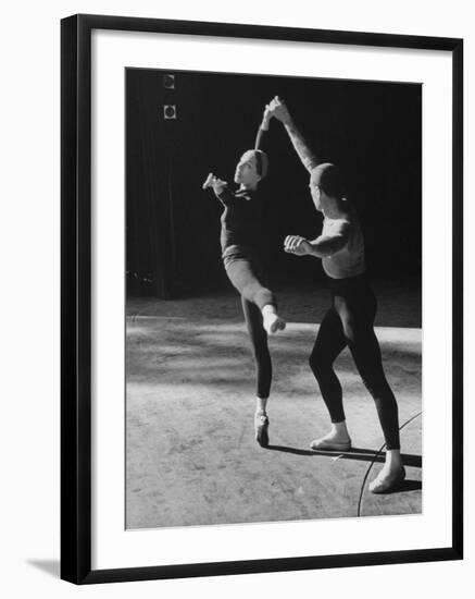 Ballerina Maria Tallchief Rehearsing "Swan Lake" with Andre Eglevsky-Ed Clark-Framed Premium Photographic Print