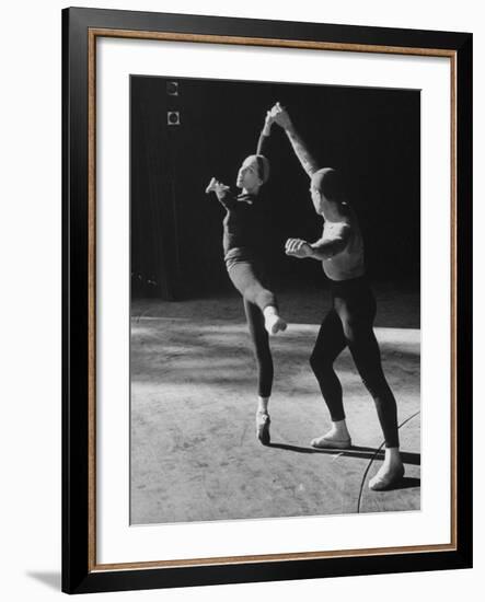 Ballerina Maria Tallchief Rehearsing "Swan Lake" with Andre Eglevsky-Ed Clark-Framed Premium Photographic Print