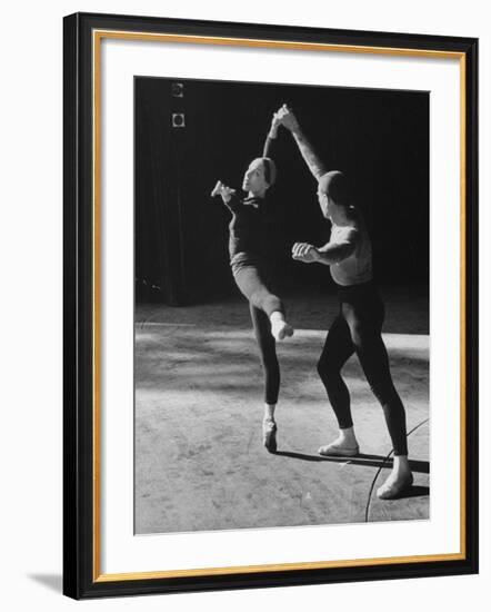 Ballerina Maria Tallchief Rehearsing "Swan Lake" with Andre Eglevsky-Ed Clark-Framed Premium Photographic Print