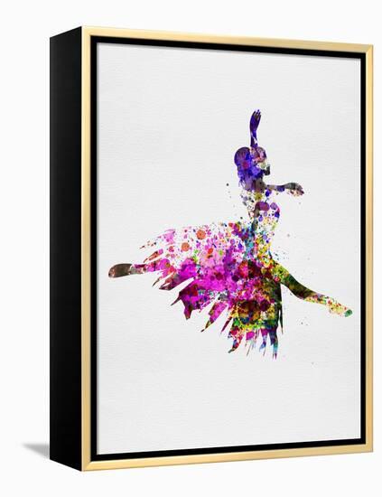 Ballerina on Stage Watercolor 4-Irina March-Framed Stretched Canvas