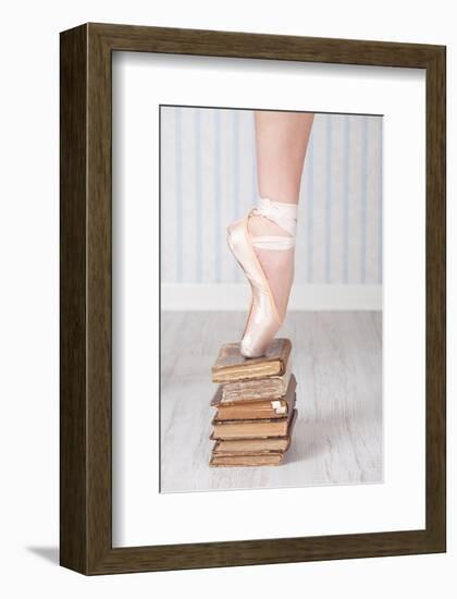 Ballerina Pointe on Old Books-null-Framed Premium Giclee Print