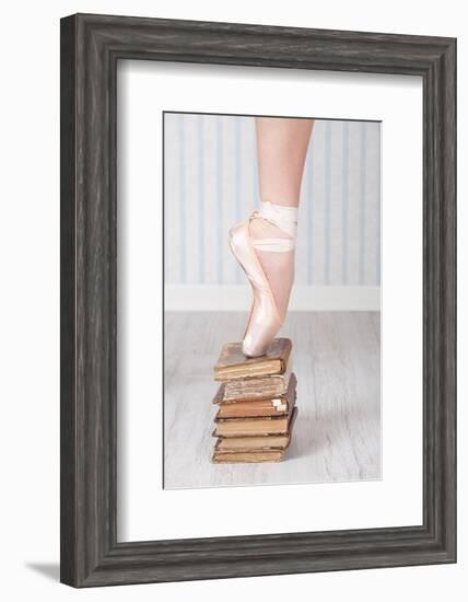 Ballerina Pointe on Old Books-null-Framed Art Print