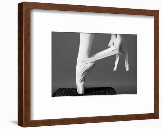 Ballerina Tying up Point Shoes-null-Framed Premium Giclee Print