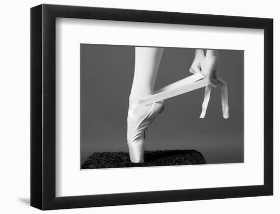 Ballerina Tying up Point Shoes-null-Framed Art Print