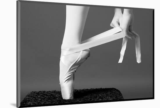 Ballerina Tying up Point Shoes-null-Mounted Art Print