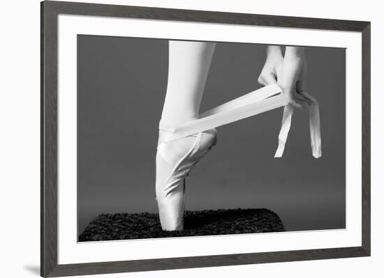 Ballerina Tying up Point Shoes-null-Framed Art Print