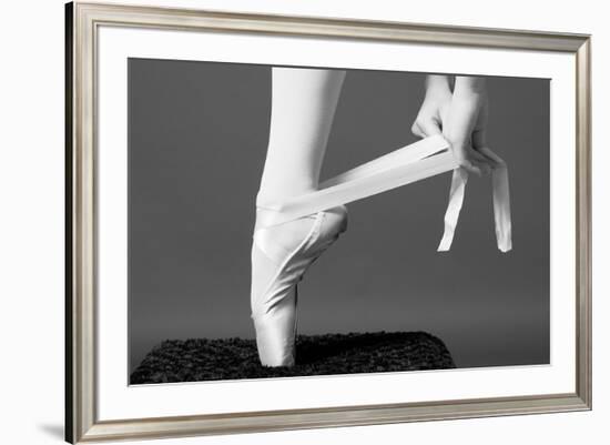 Ballerina Tying up Point Shoes-null-Framed Art Print