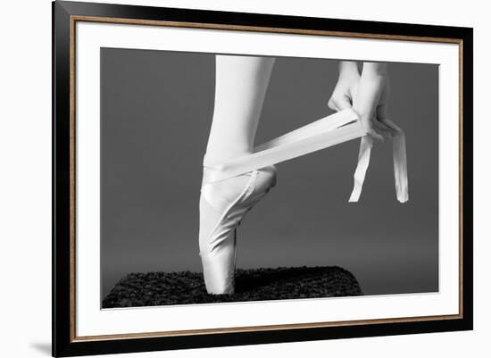 Ballerina Tying up Point Shoes-null-Framed Art Print