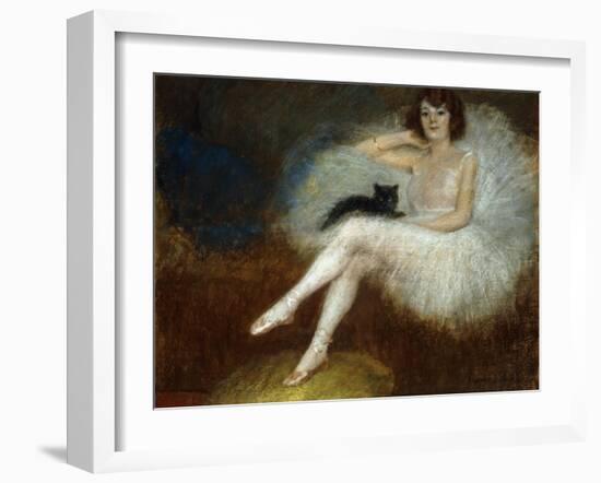 Ballerina with a Black Cat-Pierre Carrier-belleuse-Framed Giclee Print