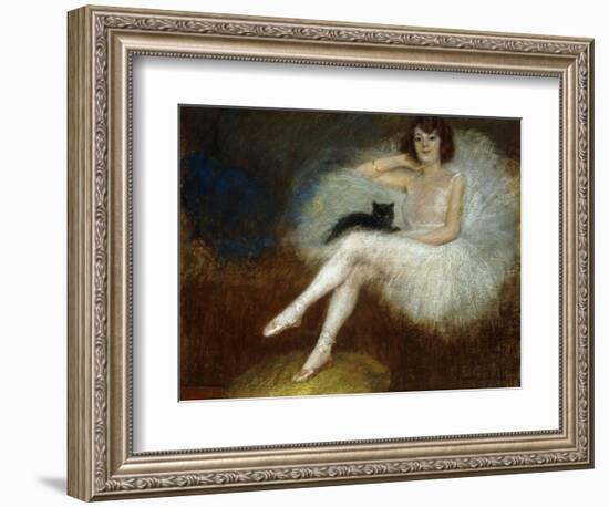 Ballerina with a Black Cat-Pierre Carrier-belleuse-Framed Giclee Print