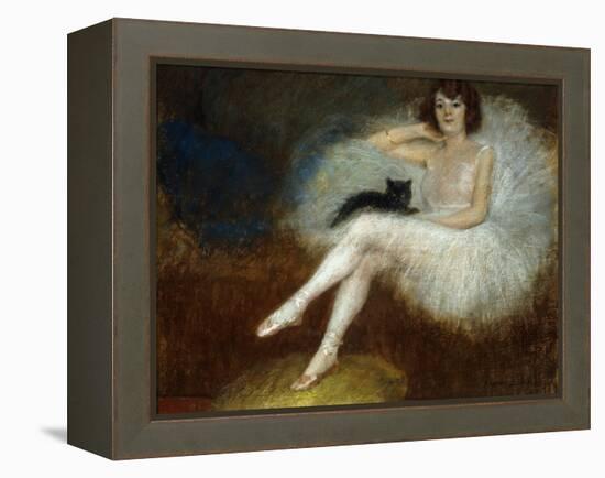 Ballerina with a Black Cat-Pierre Carrier-belleuse-Framed Premier Image Canvas