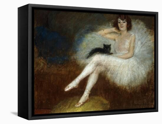 Ballerina with a Black Cat-Pierre Carrier-belleuse-Framed Premier Image Canvas