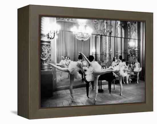 Ballerinas at the Paris Opera Doing Their Barre in Rehearsal Room-Alfred Eisenstaedt-Framed Premier Image Canvas
