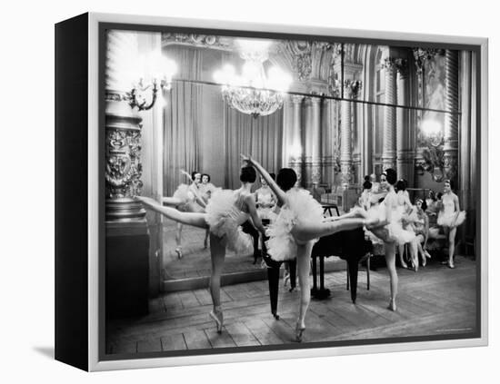 Ballerinas at the Paris Opera Doing Their Barre in Rehearsal Room-Alfred Eisenstaedt-Framed Premier Image Canvas