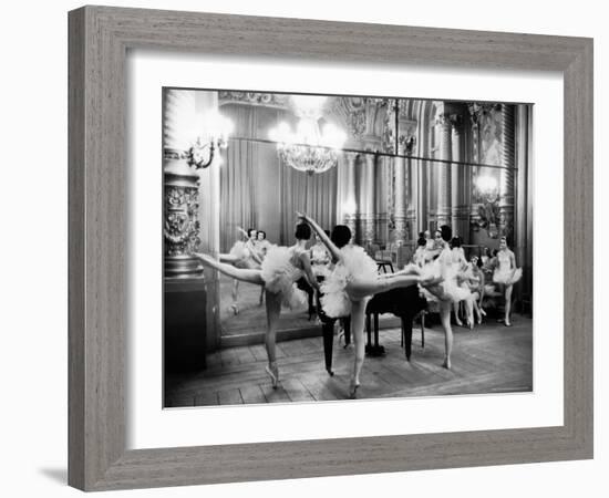 Ballerinas at the Paris Opera Doing Their Barre in Rehearsal Room-Alfred Eisenstaedt-Framed Photographic Print