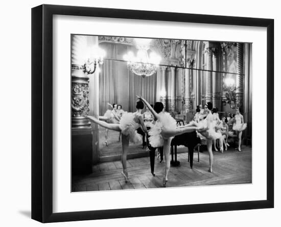 Ballerinas at the Paris Opera Doing Their Barre in Rehearsal Room-Alfred Eisenstaedt-Framed Photographic Print