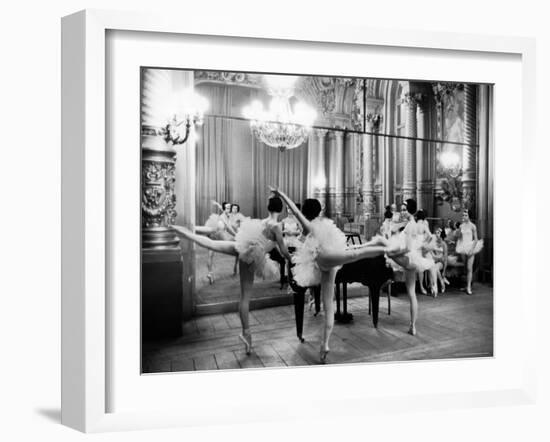 Ballerinas at the Paris Opera Doing Their Barre in Rehearsal Room-Alfred Eisenstaedt-Framed Photographic Print