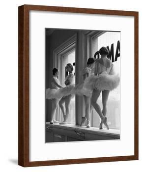 Ballerinas on Window Sill in Rehearsal Room at George Balanchine's School of American Ballet-Alfred Eisenstaedt-Framed Photographic Print