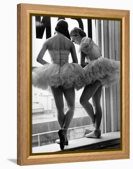 Ballerinas on Window Sill in Rehearsal Room at George Balanchine's School of American Ballet-Alfred Eisenstaedt-Framed Premier Image Canvas