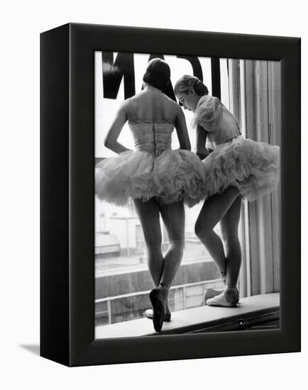 Ballerinas on Window Sill in Rehearsal Room at George Balanchine's School of American Ballet-Alfred Eisenstaedt-Framed Premier Image Canvas