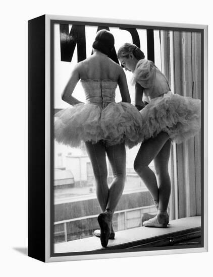 Ballerinas on Window Sill in Rehearsal Room at George Balanchine's School of American Ballet-Alfred Eisenstaedt-Framed Premier Image Canvas