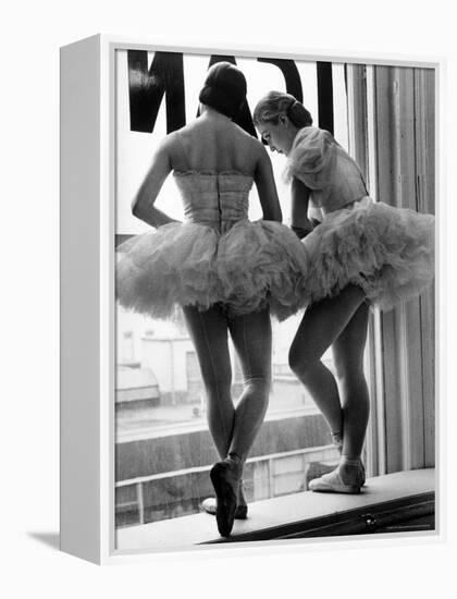 Ballerinas on Window Sill in Rehearsal Room at George Balanchine's School of American Ballet-Alfred Eisenstaedt-Framed Premier Image Canvas