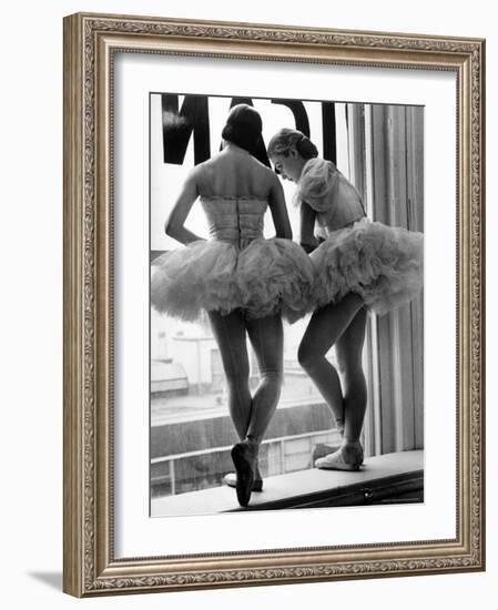 Ballerinas on Window Sill in Rehearsal Room at George Balanchine's School of American Ballet-Alfred Eisenstaedt-Framed Photographic Print