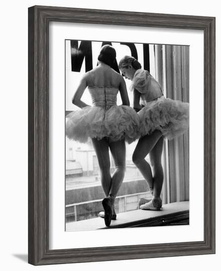 Ballerinas on Window Sill in Rehearsal Room at George Balanchine's School of American Ballet-Alfred Eisenstaedt-Framed Photographic Print