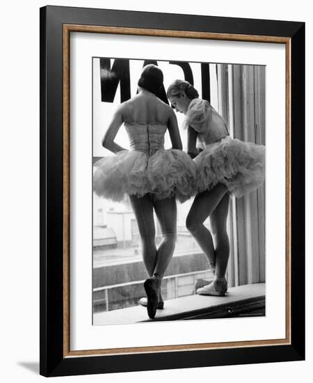 Ballerinas on Window Sill in Rehearsal Room at George Balanchine's School of American Ballet-Alfred Eisenstaedt-Framed Photographic Print