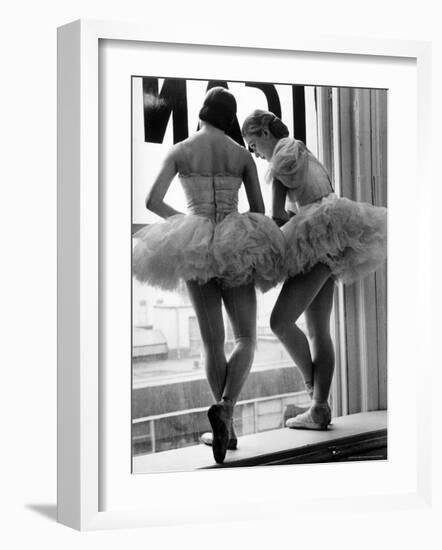 Ballerinas on Window Sill in Rehearsal Room at George Balanchine's School of American Ballet-Alfred Eisenstaedt-Framed Photographic Print