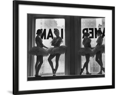 Ballerinas Standing On Window Sill In Rehearsal Room George