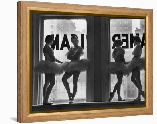 Ballerinas Standing on Window Sill in Rehearsal Room, George Balanchine's School of American Ballet-Alfred Eisenstaedt-Framed Premier Image Canvas